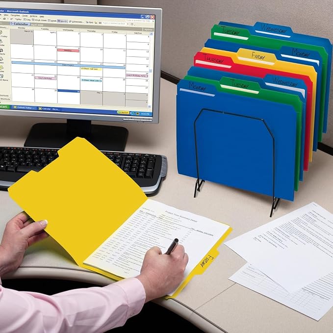 Smead Poly File Folder, 1/3-Cut Tab Letter Size, Assorted Primary Colors, 48 per Pack (10505)