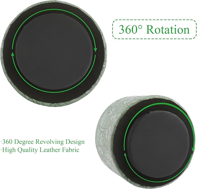 Round Leather Art Supply Organizer,Remote Control Holder,360-degree Rotating Pen Organizer with 4 Compartments(1-Butterfly Green2)