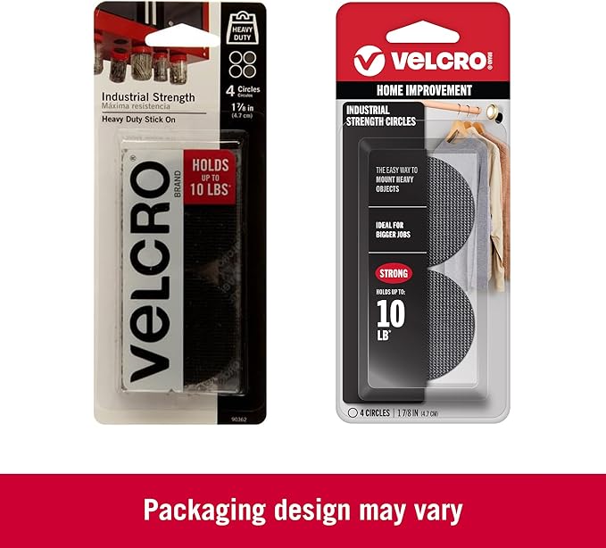 VELCRO Brand Industrial Fasteners Stick-On Adhesive | Professional Grade Heavy Duty Strength | Indoor Outdoor Use, 1 7/8in, Circles 4 Sets (Pack of 2)