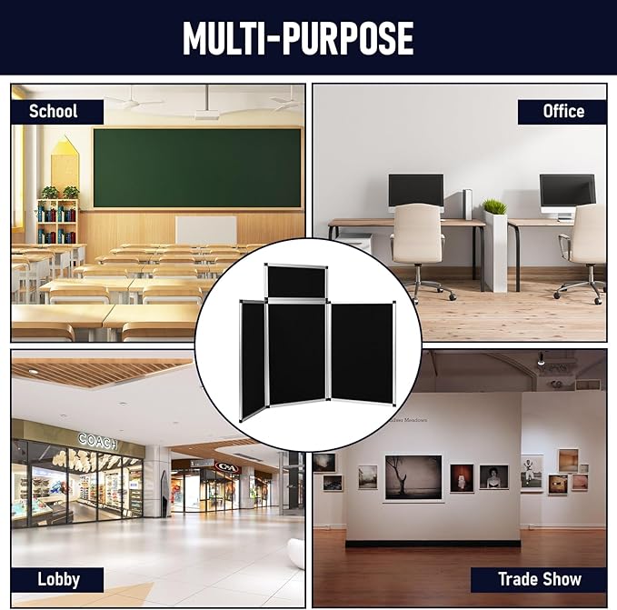 jxgzyy Trade Show Presentation Board 3+1 Panel Trifold Poster Board with Storage Bag Single Sided Art Display Panels Tabletop Folding Panel Display for School Workshop
