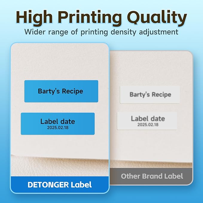 Thermal Labels DETONGER 1/2 Width Compatible Tape Refills Label Stickers Film Coatedfor Label Maker Tapes Home Office School Business Use Sticky Liquid-Proof 0.5"×1.6"(12×40mm) Blue