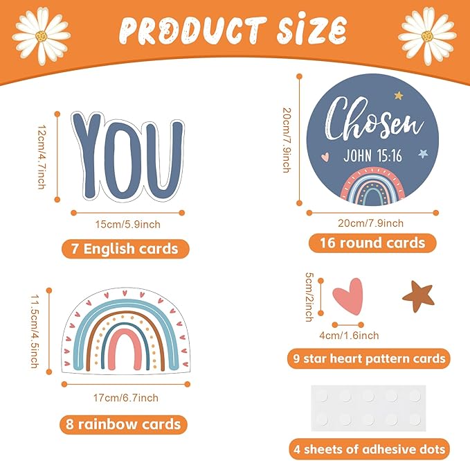 Christian Bulletin Board Decoration Religious Boho Rainbow Bulletin Board Set God Says You are Church Classroom Wall Decor Boho Motivational Inspirational Cutout for Sunday School Home Church Supplies