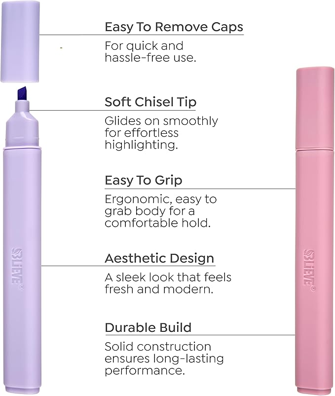 BLIEVE - Aesthetic Highlighters and Gel Pens With Soft Ink and Chisel Tip, Bible Highlighters and Pens No Bleed, Dry Fast Easy to Hold, for Bible Journaling Planner School Supplies (MORANDI)