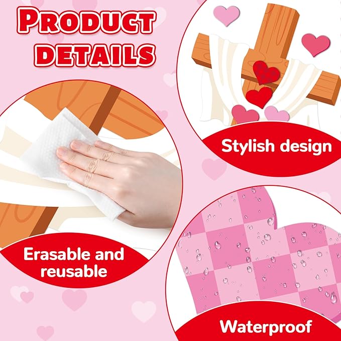 Valentines Day Bulletin Board Decorations Set NO Greater Love Religious Heart Paper Cutouts Classroom Decor for Christian Church School Wall Decoration Supplies