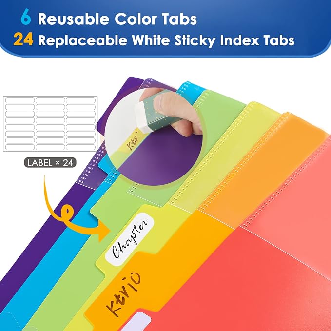 KTRIO 12 Pocket Project Organizer, Letter Size Spiral Binder,Black | 12 Pocket Storage,Letter Size Fit,Water-Resistant Poly,Zip Pouch Included,Writable Color Tabs