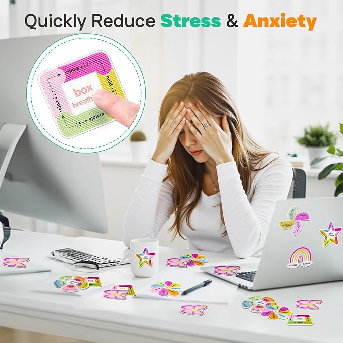 Sensory Strips for Anxiety Calming Stickers, 36PCS Textured Calming Mood Fidget Stickers for Kids Adults, Tactile Breathing Mindfulness Sticker for Classroom Office Desk