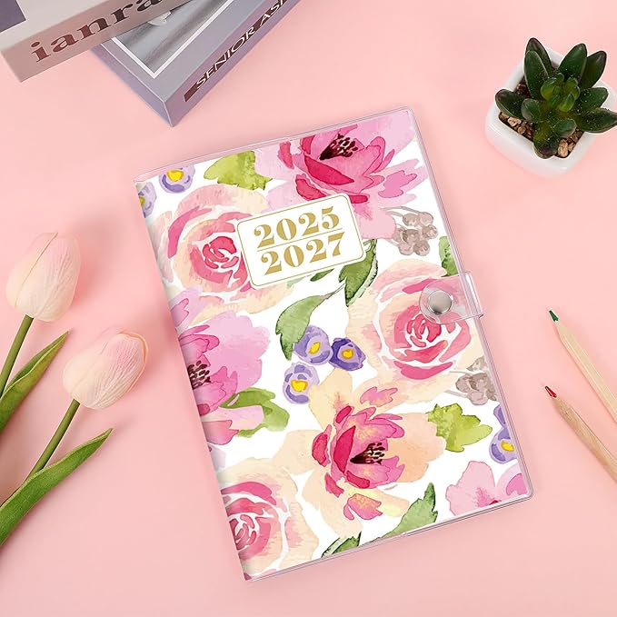 Monthly Planner 2025-2027, Monthly Calendar 2026 Planner (July 2025 Until December 2027), 5.9'' x 8.4'', A5 Planner with PVC Cover, Perfect for Office, School Organizing Planning - Pink
