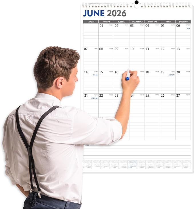 GuassLee Extra Large Wall Calendar 2026-2027, 20"x 30" Gaint Vertical Wall Calendar 2026, Jun. 2026 to Dec. 2027, 19-Month Paper Hanging Planner Wall with Julian Date for Office Home Planning & Organizing