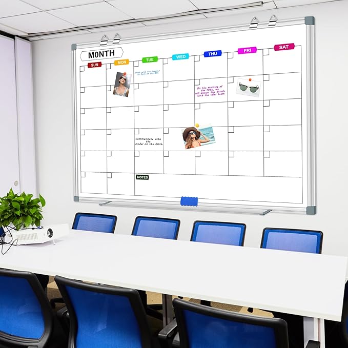 Big Magnetic Whiteboard for Wall Calendar Dry Erase Board 60 X 40 Inch, Monthly Dry Erase Board Calendar Whiteboard for Wall Mounted, Dry Erase Boards for Wall Planning Board Bulletin Board