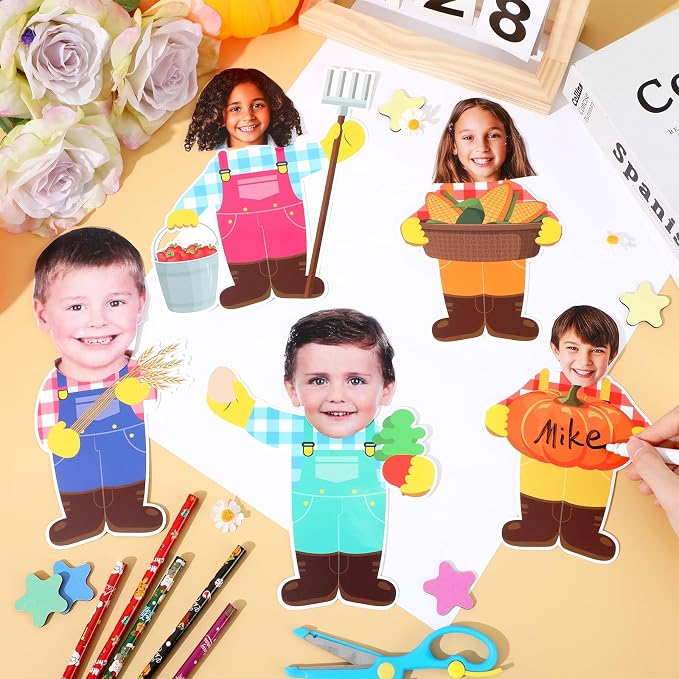 160Pcs Farm Animal Farmer Cutouts Back to School Bulletin Board Decoration Set Farmhouse Paper Cut-Outs Classroom Decor for Boy Girl DIY Photo Craft School Kindergarten Preschool Wall Door Supplies