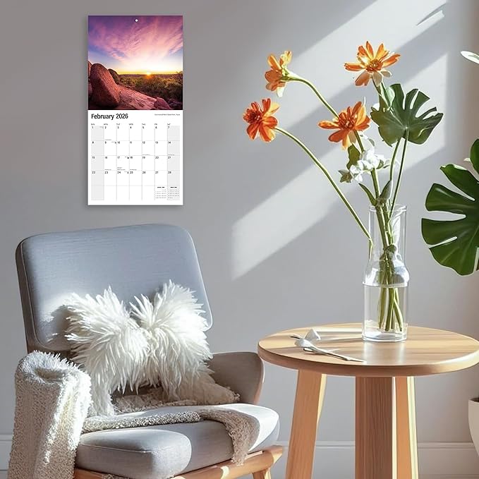 Wall Calendar 2026 Planner Calendar - Sunrise Hangable Monthly Wall Calendar with Large Blocks for Organizing & Planning, Academic Schedule, Home, Office & family, Thick & Sturdy Paper (12"x24" Open)