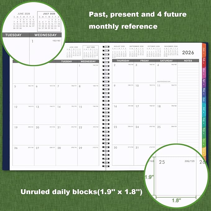 2026-2027 Monthly Planner - Planner/Calendar 2026-2027, JUL 2026 - DEC 2027, 9" x 11", 18 Monthly Planners with Tabs, Pocket, Label, Contacts and Passwords, Twin-Wire Binding- Navy Blue