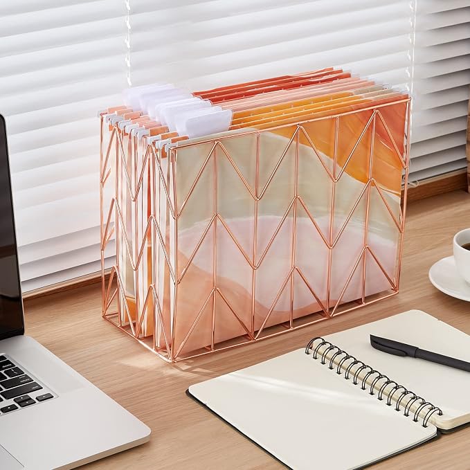 Y YOMA 9 Pack Decorative Hanging File Folders Letter Size Marble Cute Hanging Folder Pretty File Folder Organizer for Filing Cabinet Office Home with 1/5-Cut Adjustable Tabs, 3 Orange Marble Design
