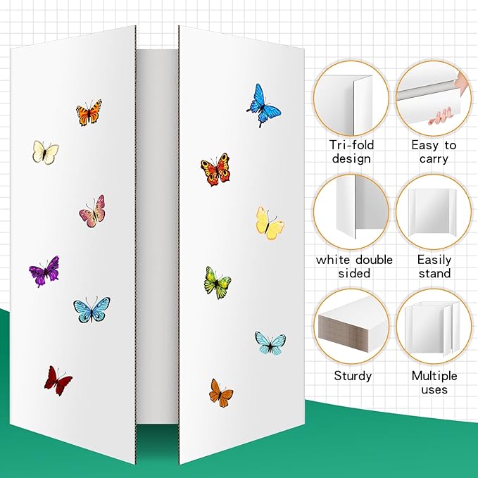 6 Pack Trifold Poster Board 48" X 36", IKAYAS Double Sided White Tri-fold Poster Boards, Science Fair Display Boards Posterboard for Mounting, Art, Display, Projects Classroom Supplies