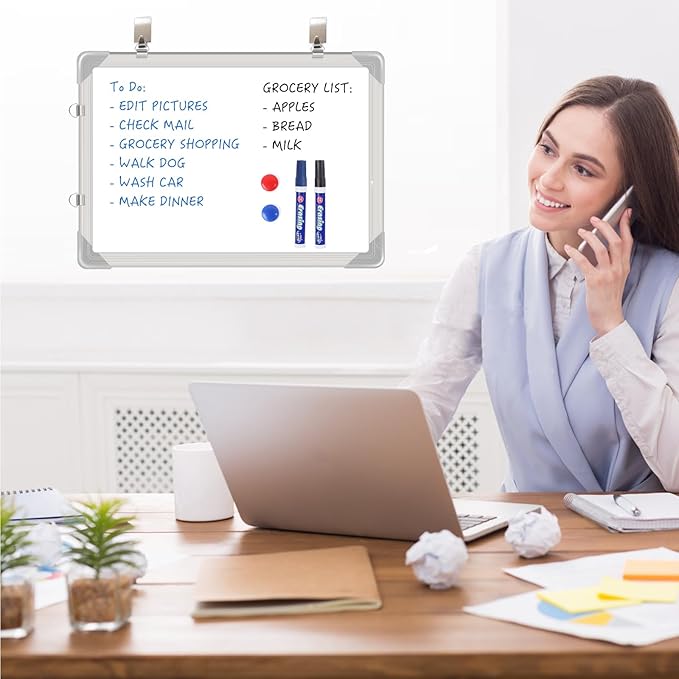 Message White Board 20" x 14"(50cm x 35cm) Small Dry Erase Magnetic Calendar for Wall Portable with for Kids Drawing Teaching Memo Handwriting