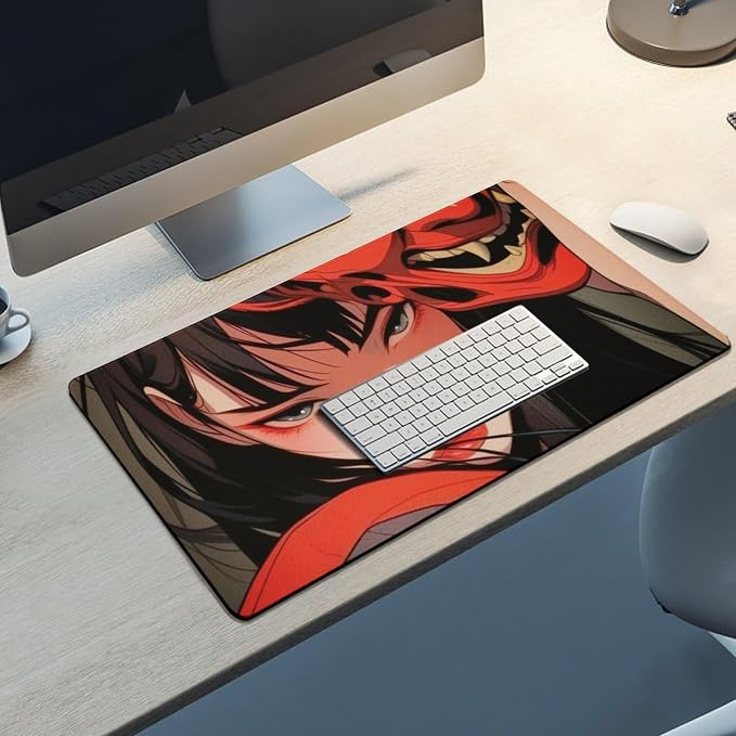 Large Mouse Pad Gaming Japanese Female Samurai Anime Girl Cool Big Computer Desk Mat Desk Pad for Keyboard and Mouse Mat Non-Slip Base 40X75cm, Style