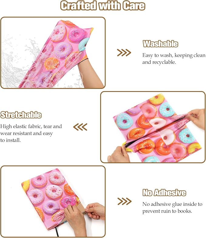 Moko 7PCS Stretchable Book Covers, Reusable Jumbo Cover Protector for Textbook Hardcover Books up to 9 x 11 in, Fabric Book Sox, Back to School Supplies, Fishscale Pattern