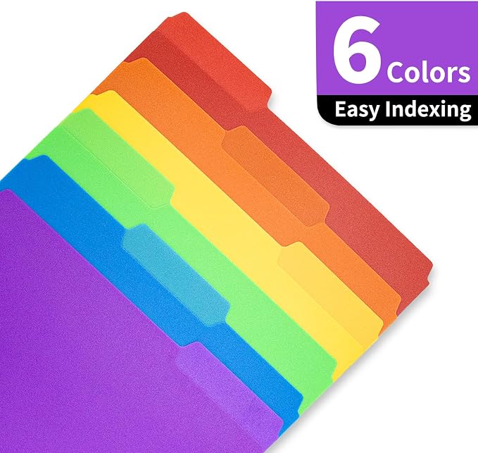 Color Folders 8.5 x 11 Inch, 1/3 Cut Tab File Folders Letter Size with Labels, Assorted Colors School Business Office Folders for Document