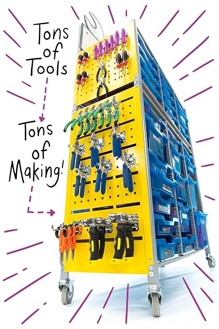 Maker Cart 2.0; Portable Maker Space with Curriculum & Activities for Classrooms & Schools (Elementary, Middle, High); Teacher Designed Science, Engineering, STEM, STEAM, DIY, NGSS Projects