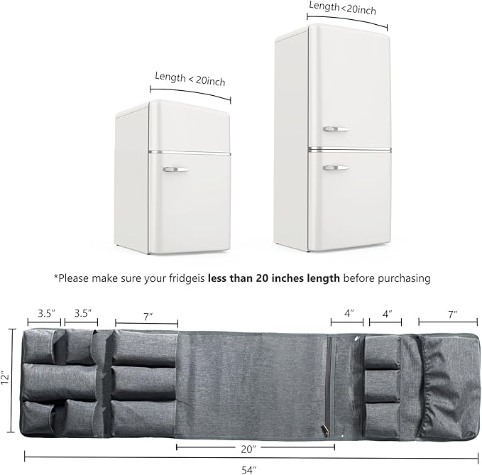 Over The Fridge Organizer Storage - Upgraded Mini Fridge Caddy Organizer - College Dorm Room Essentials for College Students Boys, Girls - 12 Pockets Flatware Organizers and Storage