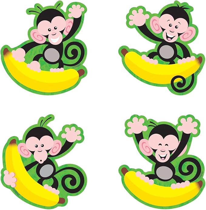TREND Monkeys and Bananas Mini Accents Variety Pack, Classroom Bulletin Board Cut Outs, 3 Inches, 36 Count