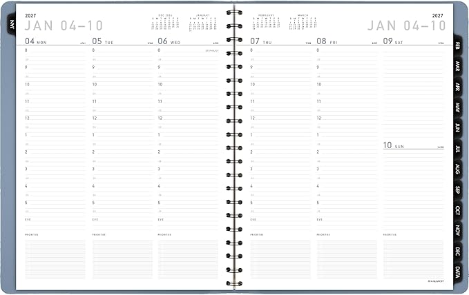 AT-A-GLANCE 2027 Planner, Weekly & Monthly, 8.25" x 11", Contemporary Lite, Slate Blue (70940X2027)