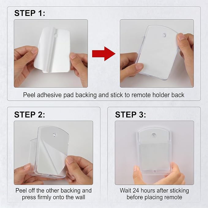 2 PCS Remote Control Holder Wall Mount, TV Remote Control Holder, Self Adhesive Pen Holder Organizers and Accessories for Home Office School (2, Clear)