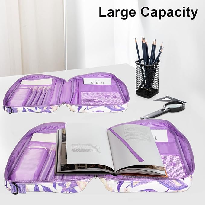Bible Cover for Men Women, Zippered Bible Carrying Case Bible Protective Bag with Handle and Adjustable Shoulder Strap, Gift for Women Men Kids (Purple Flower)