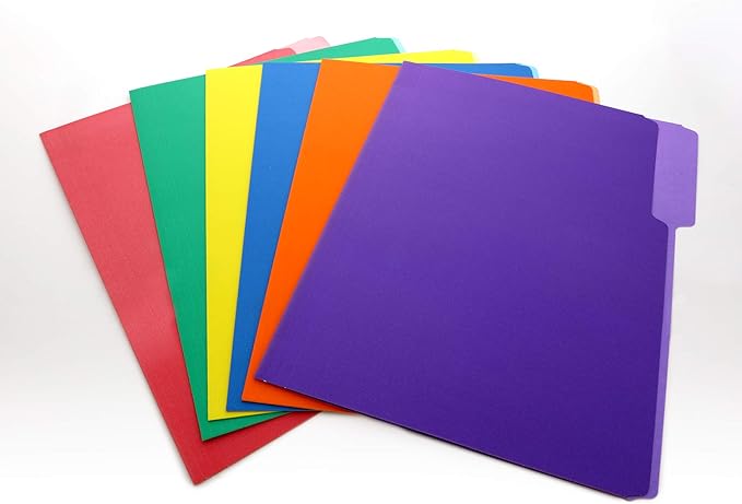 BAZIC Products Manila Folders, Manila File Folders 1/3 Cut Letter Size with Left, Right, Center Tabs – Letter Size for Organizing and Filing Documents, Office Folders, Assorted Color 24-Count