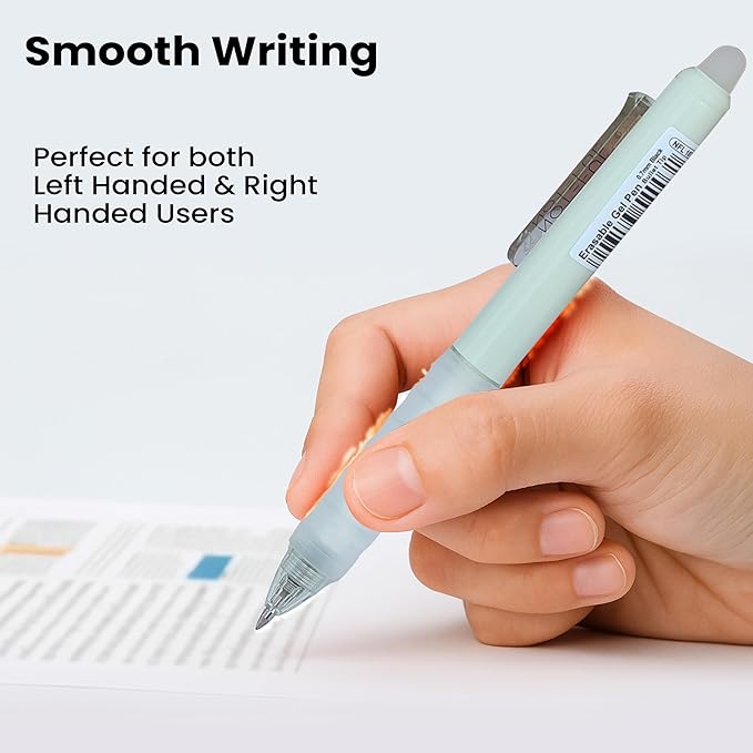Retractable Erasable Gel Pens Clicker, Fine Point 0.7, Premium Comfort Grip for Smooth Writing Planner and School Supplies - Blue (Pack of 8)