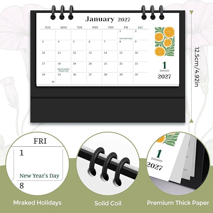 KONVINIT Small Desk Calendar 2025-2027, Aesthetic 2026 Desk Calendar - 6.3" x 3.1" - Runs From July 2025 Until June 2027, 24 Months Mini Desktop Calendar for School, Home and Office Supplies