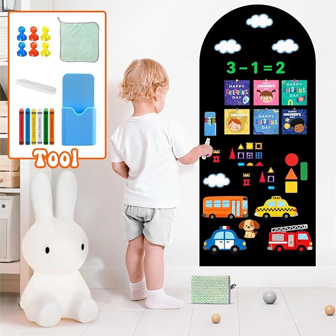 Arch Magnetic Wall Decal Magnet Stickers for Playroom Peel and Stick Magnetic Playwall for Kids Self Adhesive Magnet Wall Board Wallapepr Black Chalkboard for Classroom Home School Nursery Supplies