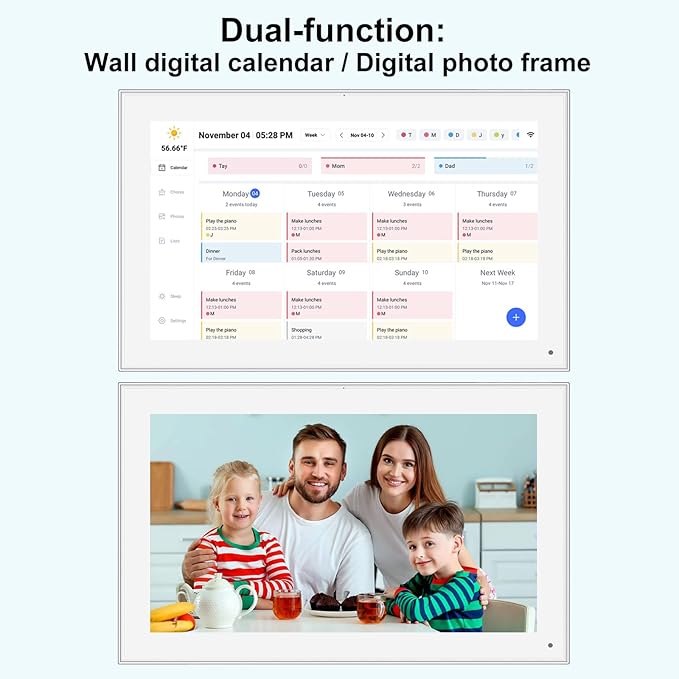 15.6 inch Digital Wall Calendar Touchscreen, Chore Chart, IPS FHD,Wall Planner, Smart Family Schedules, Wall Mount Included，Wall Organizer,Meal Planner,Plan Daily Household and Work tasks