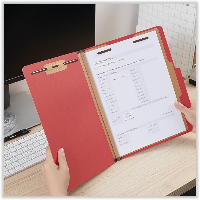 Universal 10203 Pressboard Classification Folders, Letter, Four-Section, Ruby Red, 10/Box