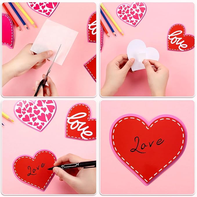 68 Pcs Valentine's Day Classroom Bulletin Border Decor Set Valentine's Day Hearts Cutouts Pink Red Be Mine Cutouts for Valentines Classroom Holiday Bulletin Border Wall Decor (Love)