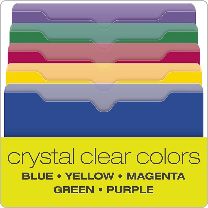 Pendaflex Translucent Poly File Jackets, Letter Size, Assorted Colors (50990), 10 per Pack