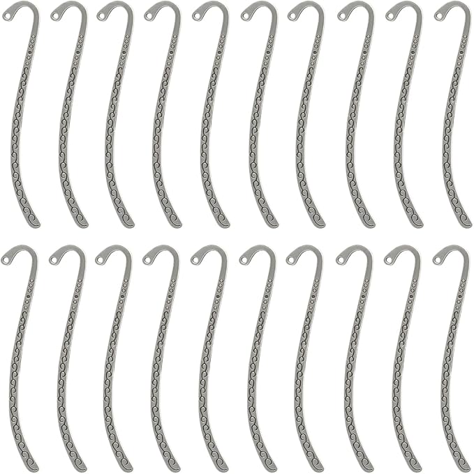 Elegant Metal Bookmarks - Vintage Carved Design with Loop for DIY Beading, Tassels & Hairpin for Readers, Writers & Book Lovers, Robust Alloy Rust-Free Book Markers (Set of 20)
