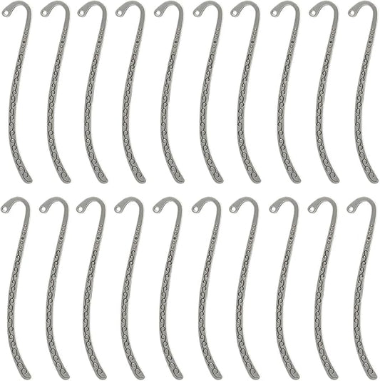 Elegant Metal Bookmarks - Vintage Carved Design with Loop for DIY Beading, Tassels & Hairpin for Readers, Writers & Book Lovers, Robust Alloy Rust-Free Book Markers (Set of 20)