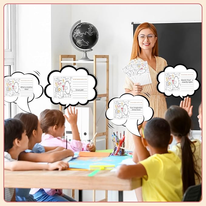 Motiskyy 200 Count Positive Shout out Cards for Staff Teachers Students Employees Office Appreciation Recognition Reward Cards for Back to School or Work Bulletin Board(Charming)