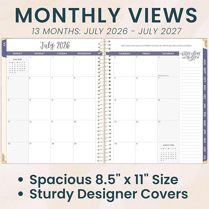 bloom daily planners HARDCOVER Planner 2026-2027 (8.5" x 11") Academic Year (July 2026 - July 2027) - 13 Months Task Goal Planner for Women - Monthly & Weekly Agenda Book - So Many Reasons to Be Happy