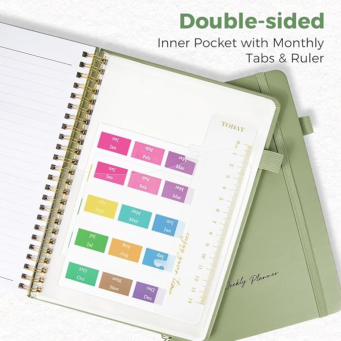 Oucaru Undated Weekly Planner, A5 To Do List Notebook with Goal & Habit Tracker Organizer, 52 Weekly Planner Notebook with Spiral Binding for Office Home School Supplies