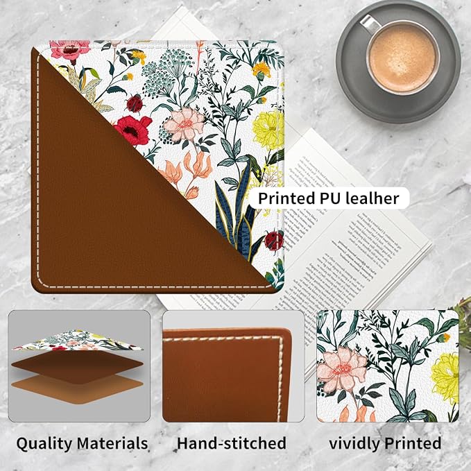 Cute Leather Bookmarks, Fun Triangle Making Corner Bookmark, Book Accessories for Reading Book Lovers, Unbreakable Page Markers for Women Men Colorful Cute Flower