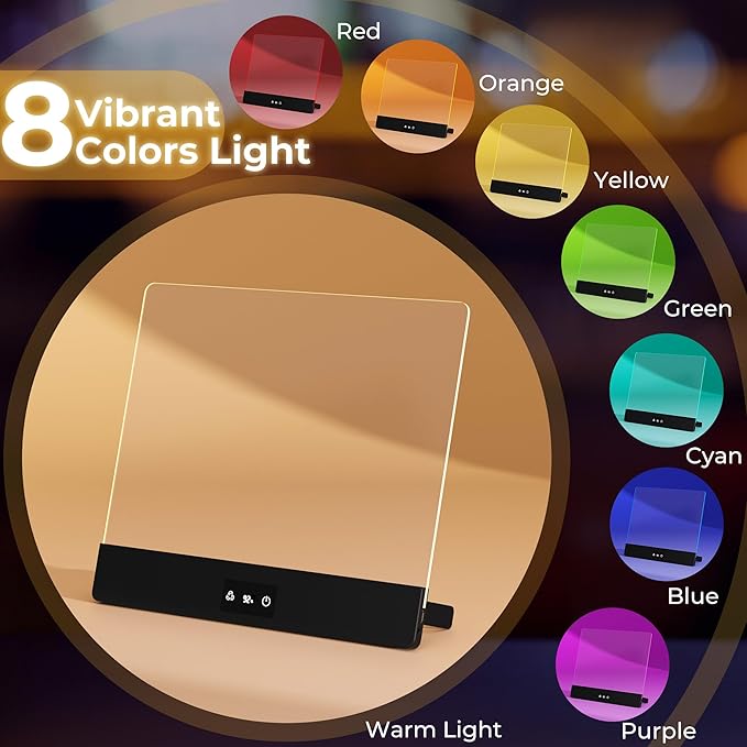 Bawaslom Rechargeable Doodle Glow LED Drawing Board for Kids,11.8"×10.3" Magic Neon Light Up Drawing Tablet,8 Colors & 4 Modes,Built-in Stand Note Board,Creative Toys Gifts for Girls & Boys,Black