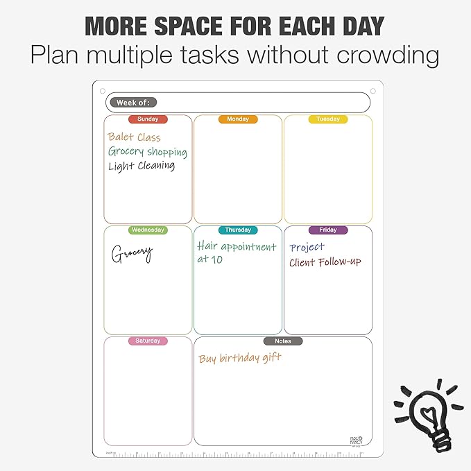 Mag-Fancy Vertical Magnetic Calendar for Refrigerator Set. Weekly Planner Dry Erase Fridge Calendar Whiteboard Menu Board - Thickened Magnet. Fine Marker & Organizers Reusable for Busy Home & Office
