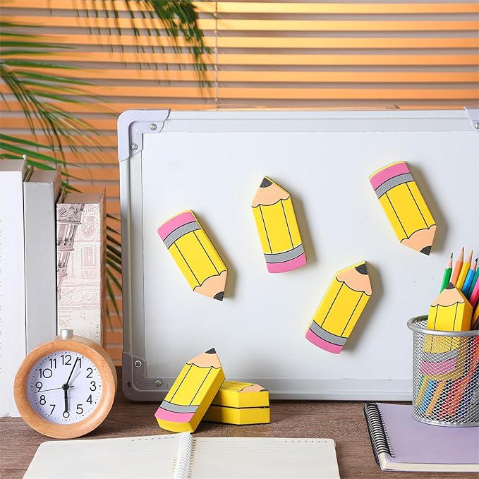 Kolldenn 8 Pcs Pencil Shaped Magnetic Whiteboard Cube Eraser Back to School Dry Erase Erasers Classroom Chalkboard Wiper Correction Product Teacher Supplies for Classroom Office Decor