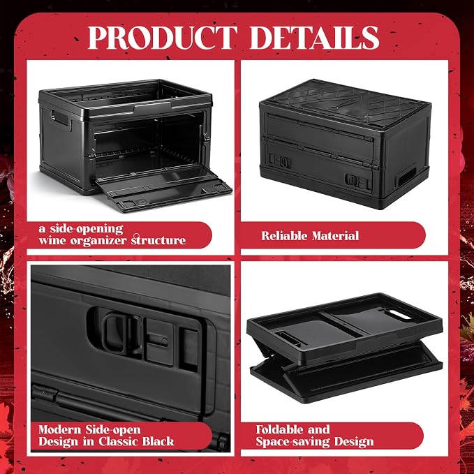3 Pcs Winebox Storage Crate Stackable Flexible Wine Storages Solution Front and Rear Access Door Separate Wines Storage Crates Wine Collector, Holds 9 Standard Bottles Per Crate (Black)