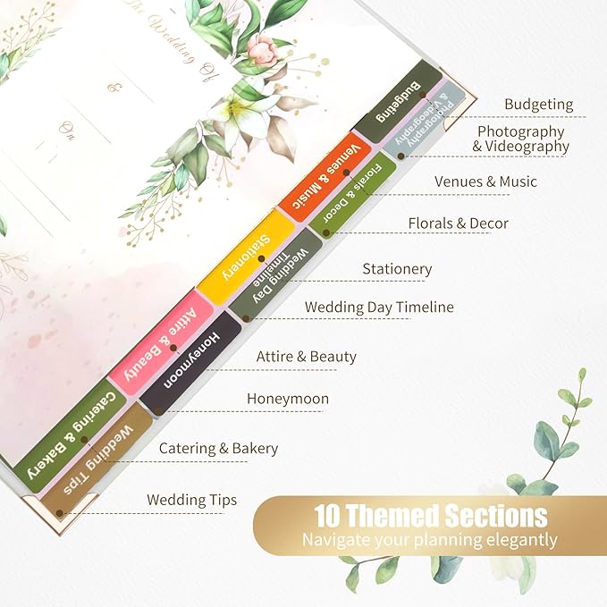 Wedding Planner Book and Organizer-176 Pages Wedding Planning Book,Bridal Planning Binder with Sticker Checklists,Gemstone pen & Budget Tracker,Wedding planner for Bride,Unique Engagement Gift