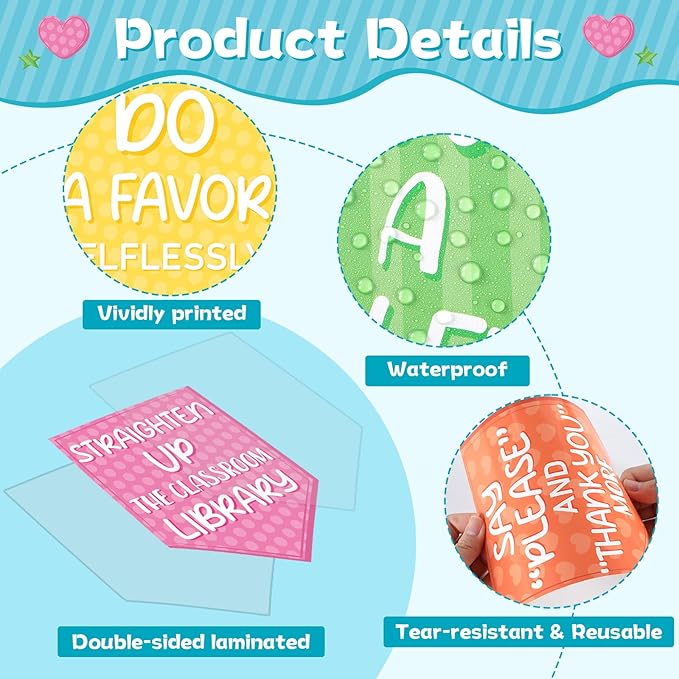 QOUBAI Random Acts of Kindness Bulletin Board Set Colorful Motivational Classroom Bulletin Decorations Rainbow Flip Kind Challenge Cutouts for Back to School Office Home Chalkboard Decor Wall Door
