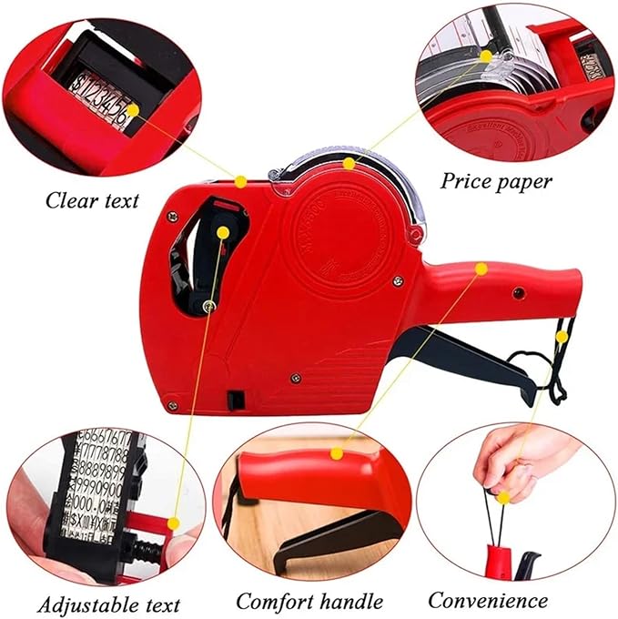 8 Digits Digital Tag Machine Handheld Label Machine + 1 Lines Labels +1 Ink 5500 Tag Marker Machine Labeler Labeller Sticker(9)
