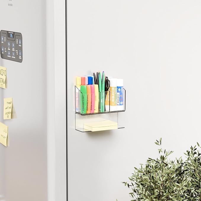 Yieach Clear Magnetic Dry Erase Marker Holder for Whiteboard,Non-Slip Magnet Expo Marker Holder and Magnetic Cup for Dry Erase Markers,Acrlic Pencil Pen Holder for Locker,Classroom,White Board,Office